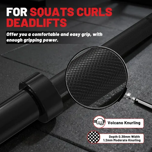 Miniatura 3 de PAPABABE 7FT Olympic Barbell 45 lb Barbell 2 INCH 1000lbs/1500lbs Capacity Olympic Bar with Moderate Knurling For Squats Curls Deadlifts