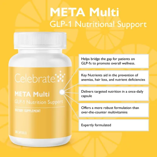 Miniatura 2 de Celebrate Vitamins META Multi GLP-1 - Suplemento multivitamínico para el peso, 30 cápsulas, suplemento diario con hierro, vitamina D, B12, magnesio