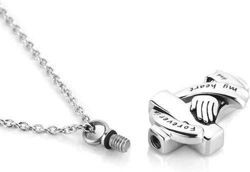 Miniatura 2 de YSAHan Collares de urna de cruz de manos rezando con cenizas de cremación conmemorativa de acero inoxidable colgante de recuerdo de joyería Forever