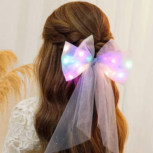 Miniatura 2 de JEAIRTS Lazos de tul con luces LED brillantes para el cabello para mujer