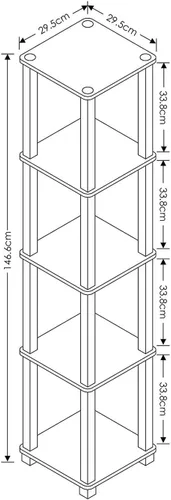 Miniatura 7 de Furinno Turn-N-Tube Estante de 5 niveles y estante cuadrado de esquina Furinno Turn-S-Tube de 5 niveles