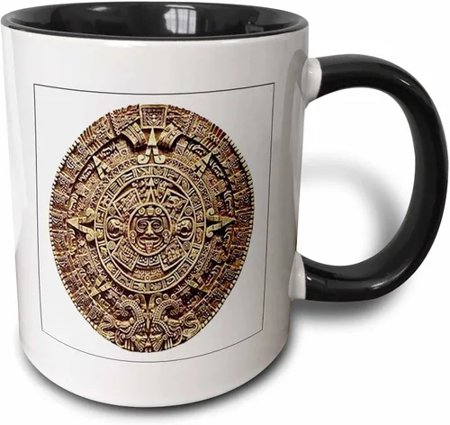 Miniatura 12 de 3dRose mug_60664_6 "Mayan Calendar" - Taza azul de dos tonos, 11 onzas, multicolor Blanco