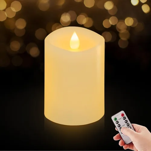 Miniatura 13 de Juego de 1 velas sin llama de 3 x 4, batería de 2 AA, 600 horas, velas parpadeantes con temporizador, velas sin llama de 4 pulgadas con control