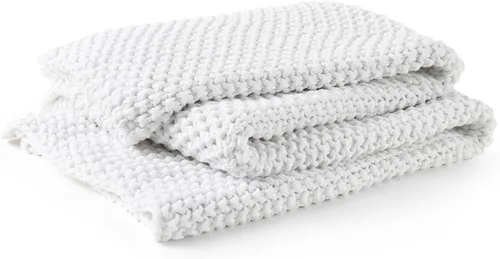 Miniatura 16 de YnM Manta de Punto Grueso de Algodón, Mantas de Punto Trenzado para Cama, Sofá, Sillón, Cómoda y Relajante, Pieza Decorativa para Casa de Campo