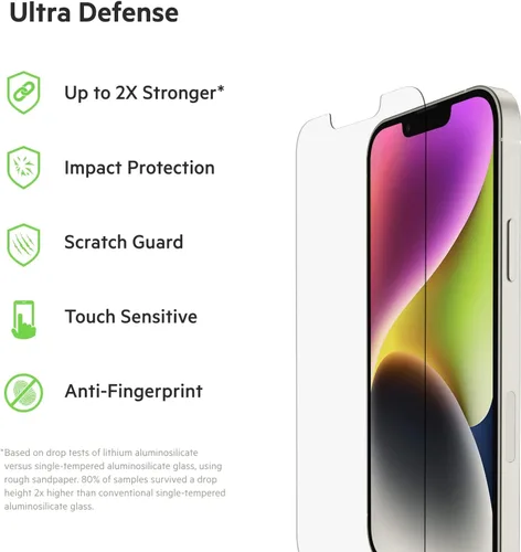 Miniatura 2 de Belkin UltraGlass - Protector de pantalla para iPhone 14, iPhone 13 Pro, fácil aplicación con bandeja guía de instalación, protector de pantalla