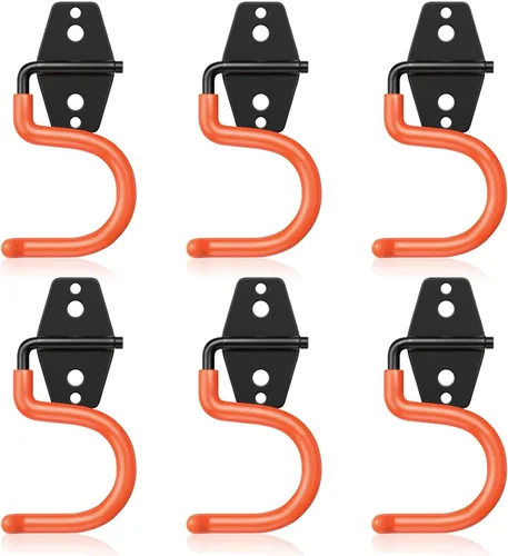 Miniatura 8 de HUPBIPY Paquete de 6 ganchos de metal para garaje, ganchos en S resistentes para pared de garaje, cobertizo, organizador de almacenamiento de jardín