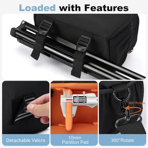 Miniatura 3 de Vogano Funda protectora para cámara, bolsa de hombro para fotografía, compatible con Nikon, Canon, Sony DSL/SLR/Equipo sin espejo, impermeable
