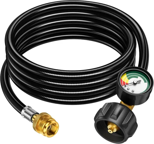 Miniatura 10 de Adaptador de manguera de propano de 12 pies de 1 libra a 20 libras con medidor, adaptador de tanque de propano de 20 libras a 1 libra convertidor
