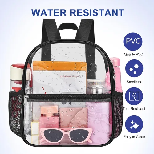 Miniatura 7 de Mochila Transparente Oraben para Eventos de Estadio Mochila Transparente para Estadio 12x6x12, Negro, Pequeño