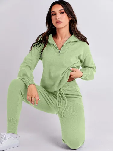 Miniatura 6 de ANRABESS Conjunto de dos piezas para mujer, suéter de manga larga y pantalones con cordón
