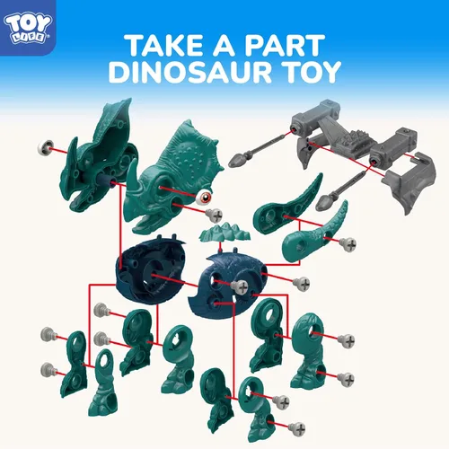Miniatura 4 de TOY Life Paquete de 3 juguetes de dinosaurio desmontables para niños de 3, 5, 7 años, juguete de dinosaurio con taladro eléctrico, regalos