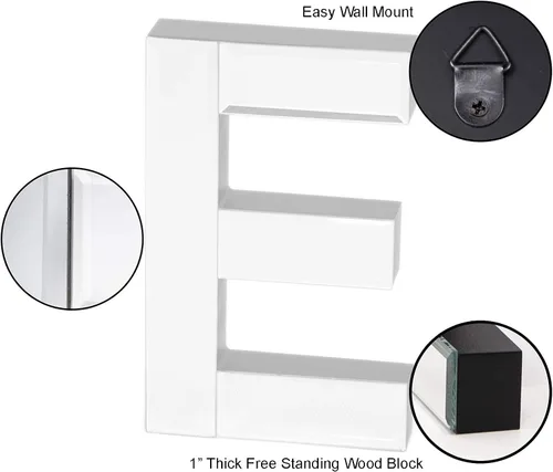 Miniatura 3 de COLLECTIVE HOME - Letra decorativa de madera y vidrio espejado de 7 pulgadas de alto, decoración de pared para el hogar, el dormitorio y la oficina.