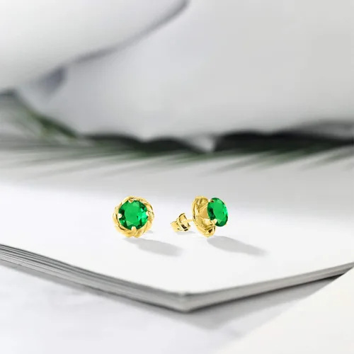 Miniatura 25 de Gem Stone King Aretes de plata de ley 925 de 0.236 in con piedra natal redonda para mujer