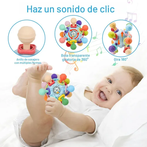 Miniatura 4 de Juguetes Sensoriales Montessori para Bebés de 0-6 6-12 Meses, Mordedor Juguetes de Dentición para Bebés de 0 3 6 9 12 18 Meses, Juguetes