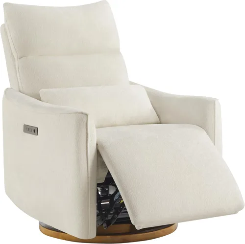 CHITA Silla reclinable giratoria, reclinable mecedora eléctrica para cuarto de bebé, con reposacabezas eléctrico ajustable, certificado FSC, base de