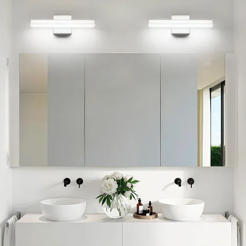Miniatura 6 de SineRise Barra de Luz LED Moderna para Tocador de Baño de 16 Pulgadas, Accesorios de Iluminación de Pared de Baño Modernos de Acrílico Cromado Sobre