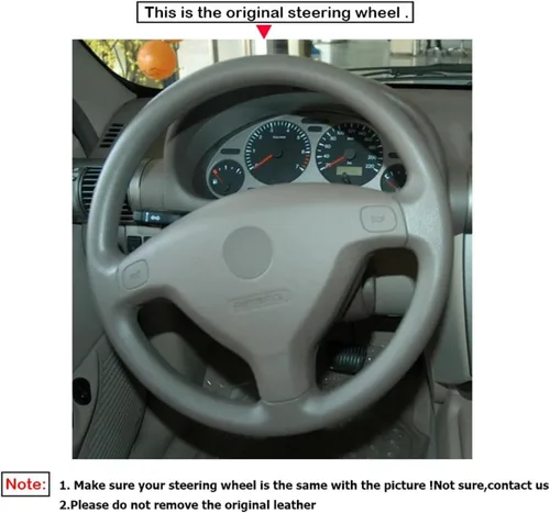 Miniatura 3 de Fit for Holden Zafira 2003-2005,Car Steering Wheel Cover,Car Hand-Sewn Steering Wheel Cover,Black Leather Steering Wheel Cover