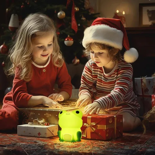 Miniatura 7 de Lampeez - Luz nocturna de rana para niños, lindos regalos de rana, luz nocturna LED de silicona suave para habitación infantil, decoración