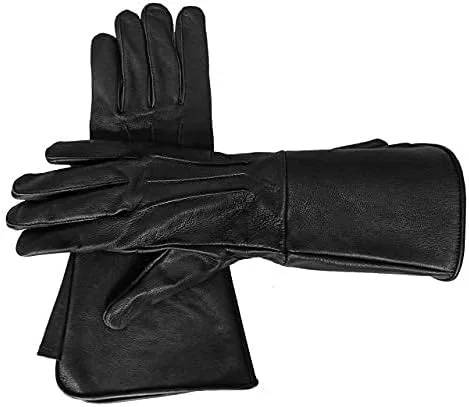 Miniatura 9 de Glamtron Guantes medievales renacentistas de piel de cordero pura guantes de guantelete para cosplay