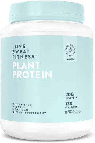 Love Sweat Fitness Proteína vegana orgánica en polvo para mujeres, 0.71 oz de proteína vegetal, sin hinchazón, sin tiza, vainilla, sin azúcar, sin