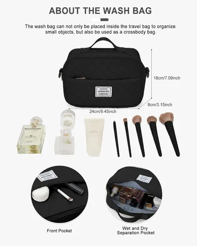 Miniatura 6 de Bolsa de lona de viaje, bolsa de fin de semana para mujer, R1-negro, Bolsa de viaje