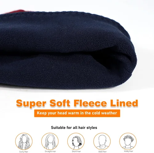Miniatura 3 de Lvaiz - Gorro de punto con forro polar de invierno para hombre, reversible, resistente al viento, gorro cálido de calavera para mujer
