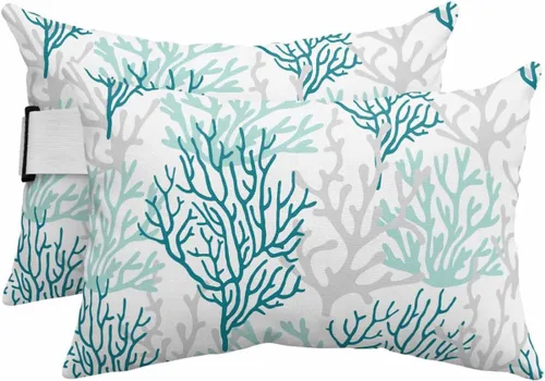 Miniatura 12 de PIEPLE Blue Flower - Almohada rectangular para reposacabezas para exteriores e interiores, 11 x 16 pulgadas, relleno de poliéster, impermeable