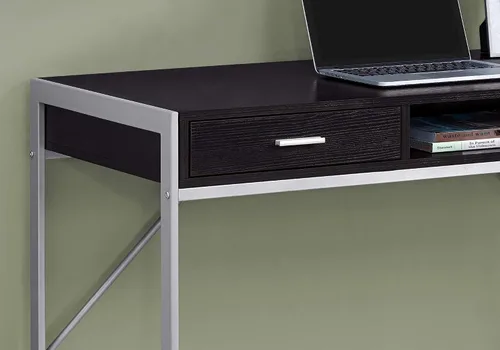 Miniatura 4 de Monarch Specialties Mesa contemporánea para laptop con cajones y estante para el hogar y la oficina, patas de metal, 48 pulgadas de largo, capuchino