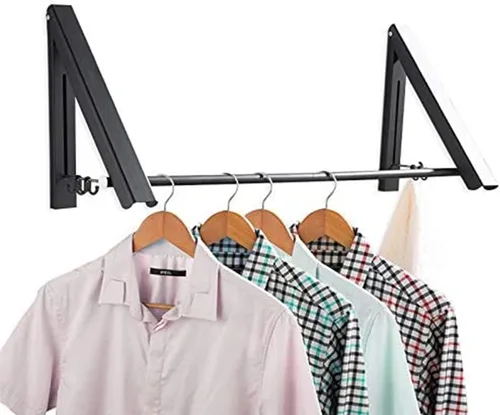 Miniatura 6 de IN VACUUM Perchero de secado de ropa, perchero retráctil montado en la pared para lavandería, garaje, uso en interiores y exteriores, aluminio