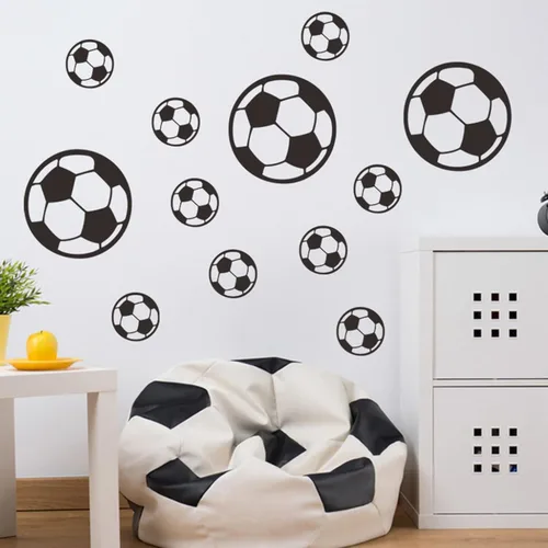44 calcomanías de fútbol, fáciles de despegar y pegar, calcomanías de fútbol de pared para decoración de pared de fútbol para dormitorio de niños,