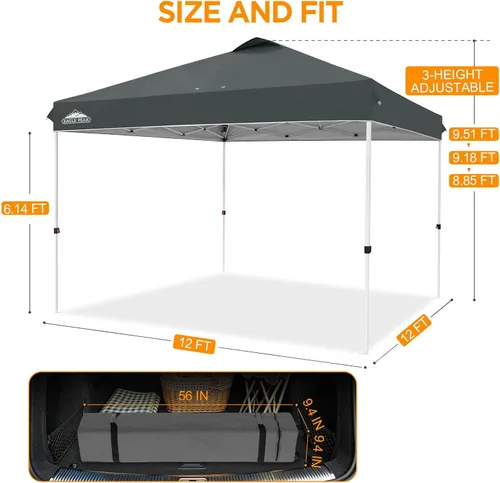 Miniatura 253 de EAGLE PEAK Tienda de campaña desplegable con bolsa de transporte con ruedas, 8 estacas, 4 cuerdas, 4 bolsas de peso, toldo de tienda de campaña