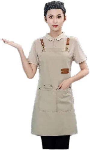 Miniatura 11 de Delantal de chef de lona, delantal de espalda cruzada para hombres y mujeres con correas ajustables y bolsillos grandes, delantal de lona