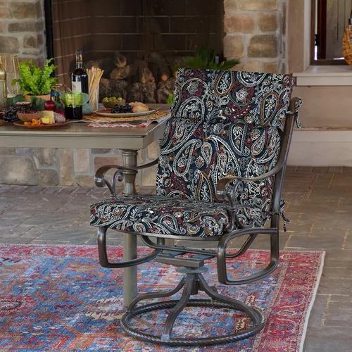 Miniatura 2 de Arden - Cojín para silla de exterior, 21 x 20 pulgadas, resistente a la lluvia, resistente a la decoloración, 20 x 21 pulgadas, Palmira Paisley azul