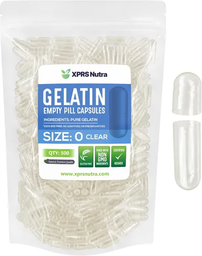XPRS Nutra Cápsulas vacías de tamaño 0 – 500 cápsulas de gelatina vacías transparentes – Pastillas para relleno de cápsulas de bricolaje – Cápsulas