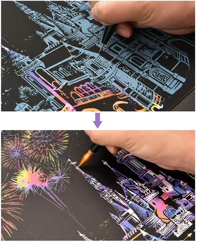 Miniatura 5 de Herramientas para rascar, lápiz de color para rascar, doble punta para colorear para arañazos, juego de arte de papel para adultos y niños, pintura