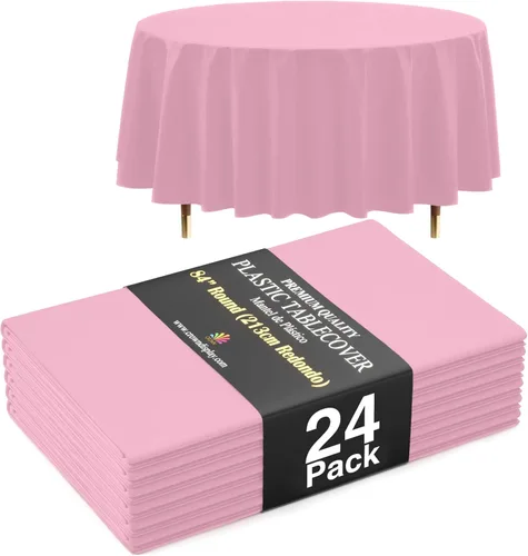 Miniatura 52 de Exquisite 66% Thicker Premium Aqua Round Tablecloth 0.5 Mil 6 Pack Plastic Table Cloth Disposable 84 Inch Round Plastic Tablecloth Won't Tear Easily