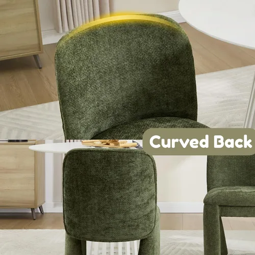 Miniatura 6 de Hyfirm Juego de 4 sillas de comedor tapizadas modernas, sillas de comedor laterales de chenilla, sillas de cocina sin brazos, sillas Parsons