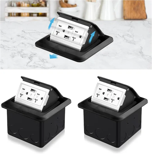 Miniatura 21 de Kit de toma de corriente eléctrica empotrada en el suelo Vagueior, caja de cubierta de toma de corriente eléctrica impermeable, salida GFCI oculta +