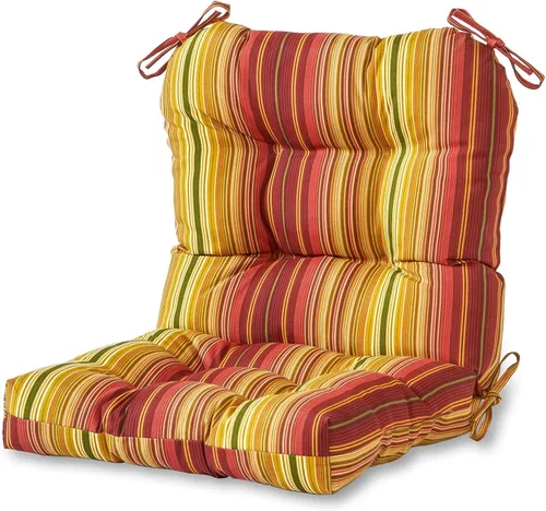 Miniatura 65 de Cojines para silla de exterior con bisagras, diseño de una sola pieza, cojín reversible para asiento y respaldo de patio con lazos, tela