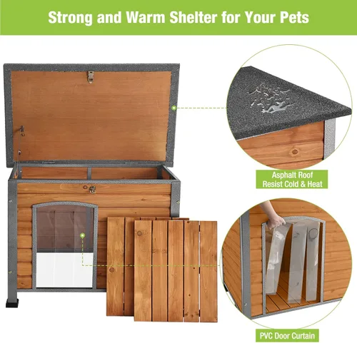 Miniatura 5 de GUTINNEEN Casa para perros a prueba de mordidas con marco de hierro de metal para perros al aire libre para jaula de perros pequeños, medianos