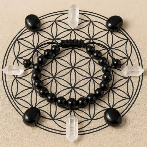 Miniatura 21 de Adjustable Crystal Bracelet – Gemstone Bead Bracelet with Adjustable Macrame String – Chic Gemstone Bracelet for Men and Women – 8mm Round Healing