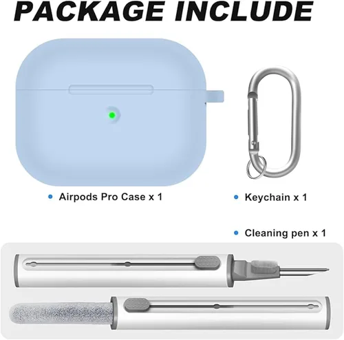 Miniatura 2 de Funda para AirPods Pro con kit de limpieza, funda de silicona suave para Apple AirPod Pro de 1ª/2ª generación, accesorios de funda AirPods Pro/Pro 2