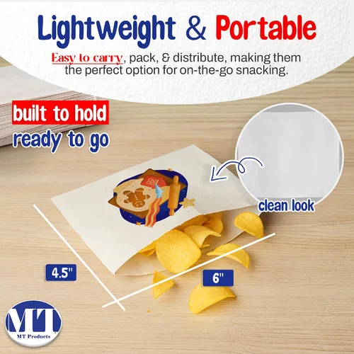 Miniatura 2 de MT Products Bolsas de Papel Blanco Pequeñas Personalizadas 6" x 4.5" - Bolsas de Galletas Blancas Desechables Personalizadas