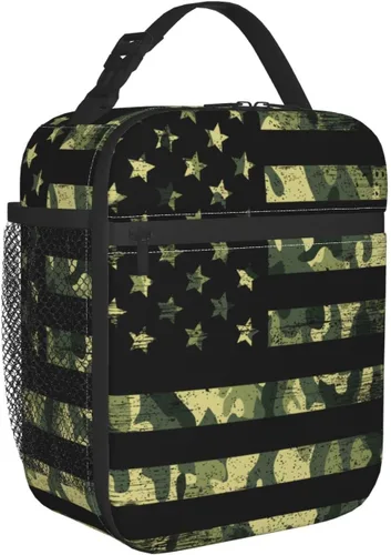 Miniatura 2 de Bolsa de almuerzo reutilizable con diseño de bandera de Estados Unidos de camuflaje