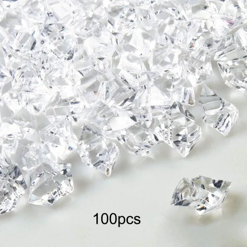 Miniatura 3 de TITA-DONG Cubitos de hielo de cristales de diamante, rocas de hielo trituradas falsas transparentes, diamantes falsos transparentes, diamante