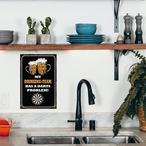 Miniatura 5 de Póster de metal con letrero de cerveza, decoración de pared, problema de dardos, para el hogar, bar, cocina, cervecería, bar, bar, bar, bar