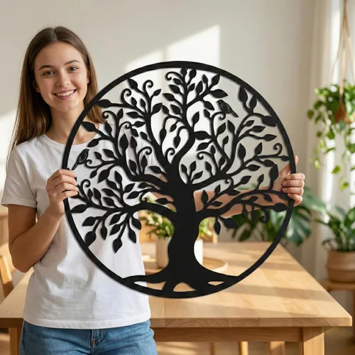 DEKADRON Arte de Pared de Metal - Árbol de la Vida - Árbol Genealógico Decoración de Pared de Metal Decoración del Hogar Oficina Dormitorio Sala de