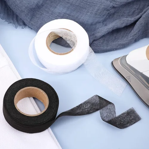 Miniatura 5 de Outus 2 rollos de cinta de dobladillo, cinta adhesiva para planchar sin coser para pantalones cada uno de 1/2 pulgada (70 yardas cada uno, negro)