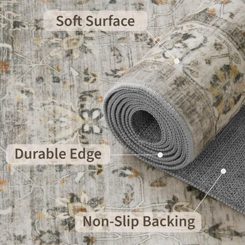 Miniatura 8 de Alfombra de pasillo lavable de 2 x 6 pies - Alfombras de cocina con respaldo antideslizante vintage suave estilo granja, alfombra de entrada