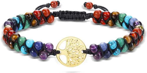 PESOENTH 7 pulseras de cristal curativo para mujer, piedras preciosas naturales, yoga, reiki, chakras, piedras de ansiedad, árbol de la vida,